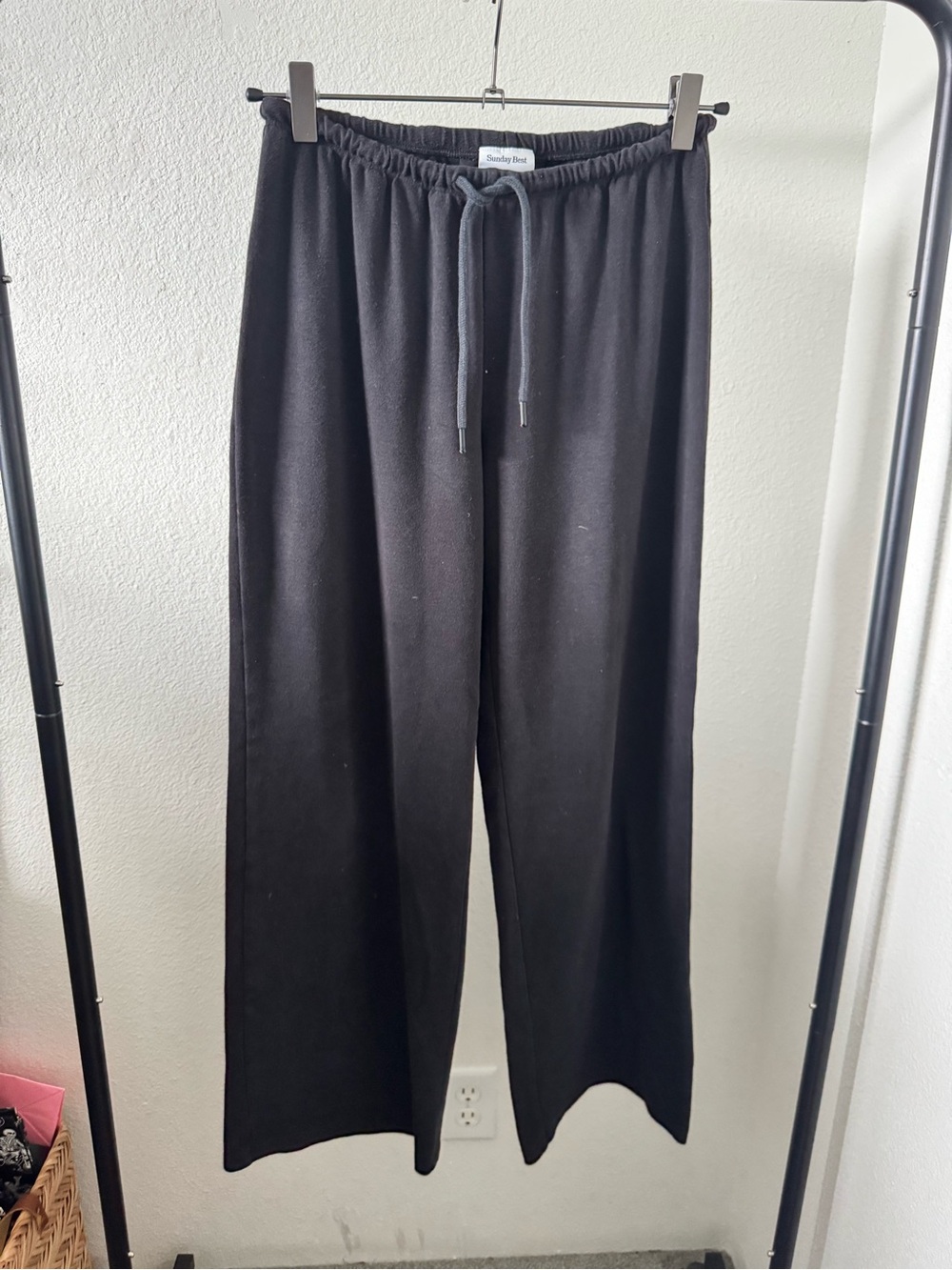 Aritzia Sunday Best Black Wide Leg Drawstring Lounge Pants Size XS
